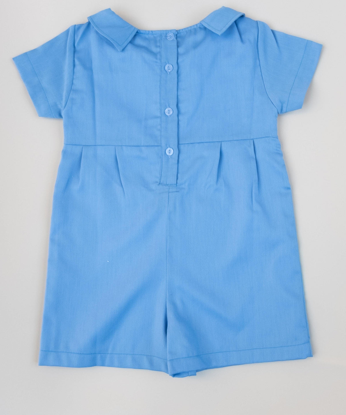 Easter Blue Smock Cotton Romper, Peter Pan Collar Short Sleeves Overalls, Sailor Print Playsuit