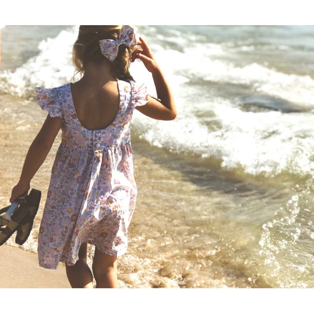 Liberty London Patchwork Sleeveless Sun Dress, Handmade Ditsy Botanical Floral Print Tana Lawn Dress