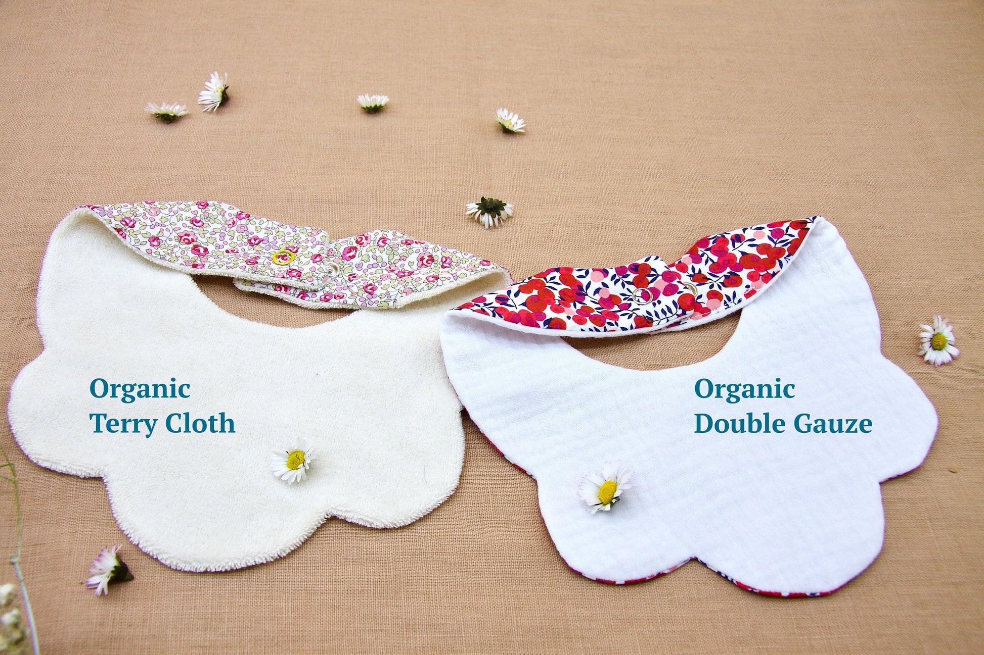 Christmas Liberty London Baby Bib Set: Floral Print, Organic Cotton