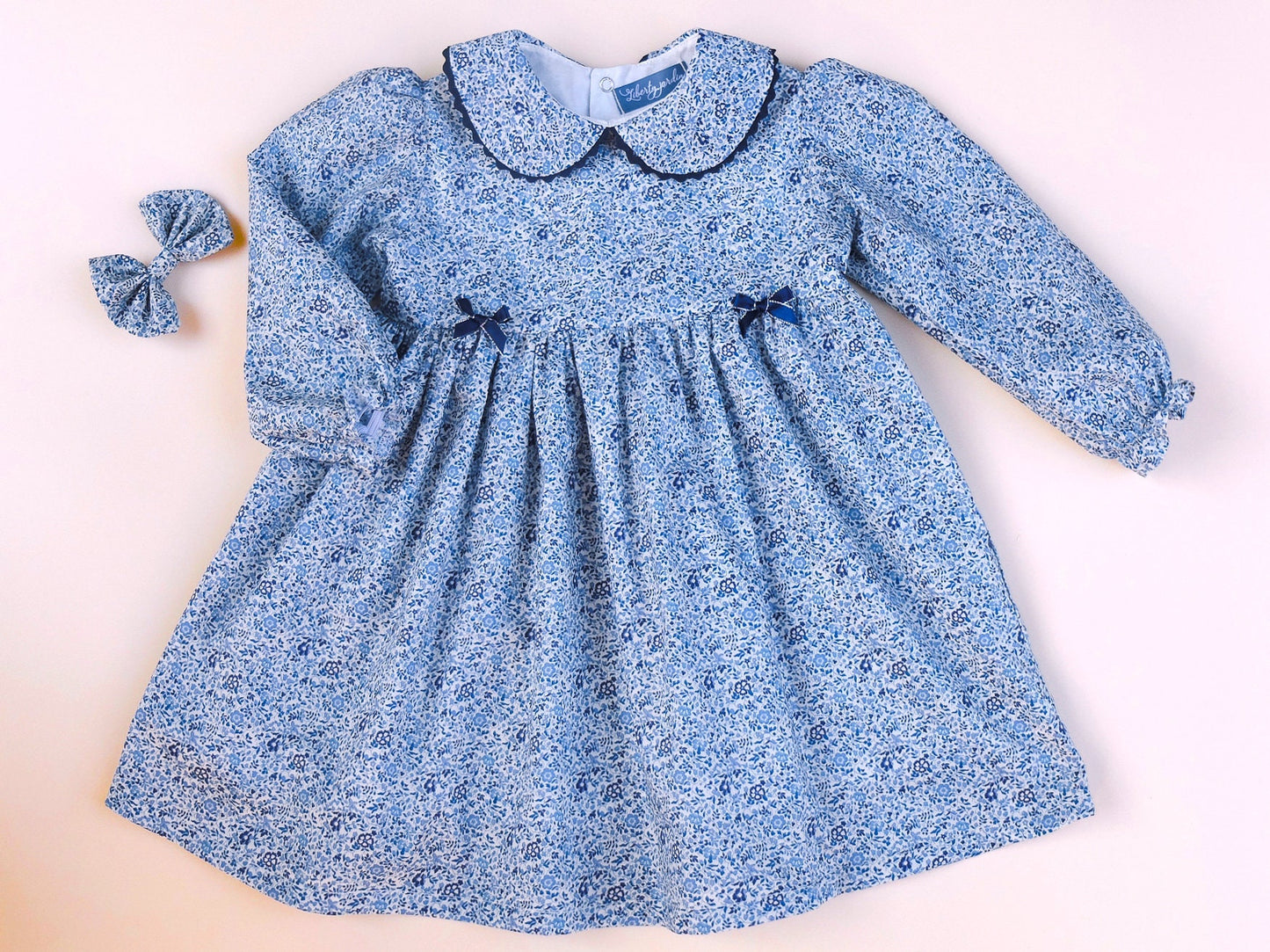 Liberty London Dress Long Sleeves Peter Pan Collar: Ditsy Floral Print, Winter Girl Dress