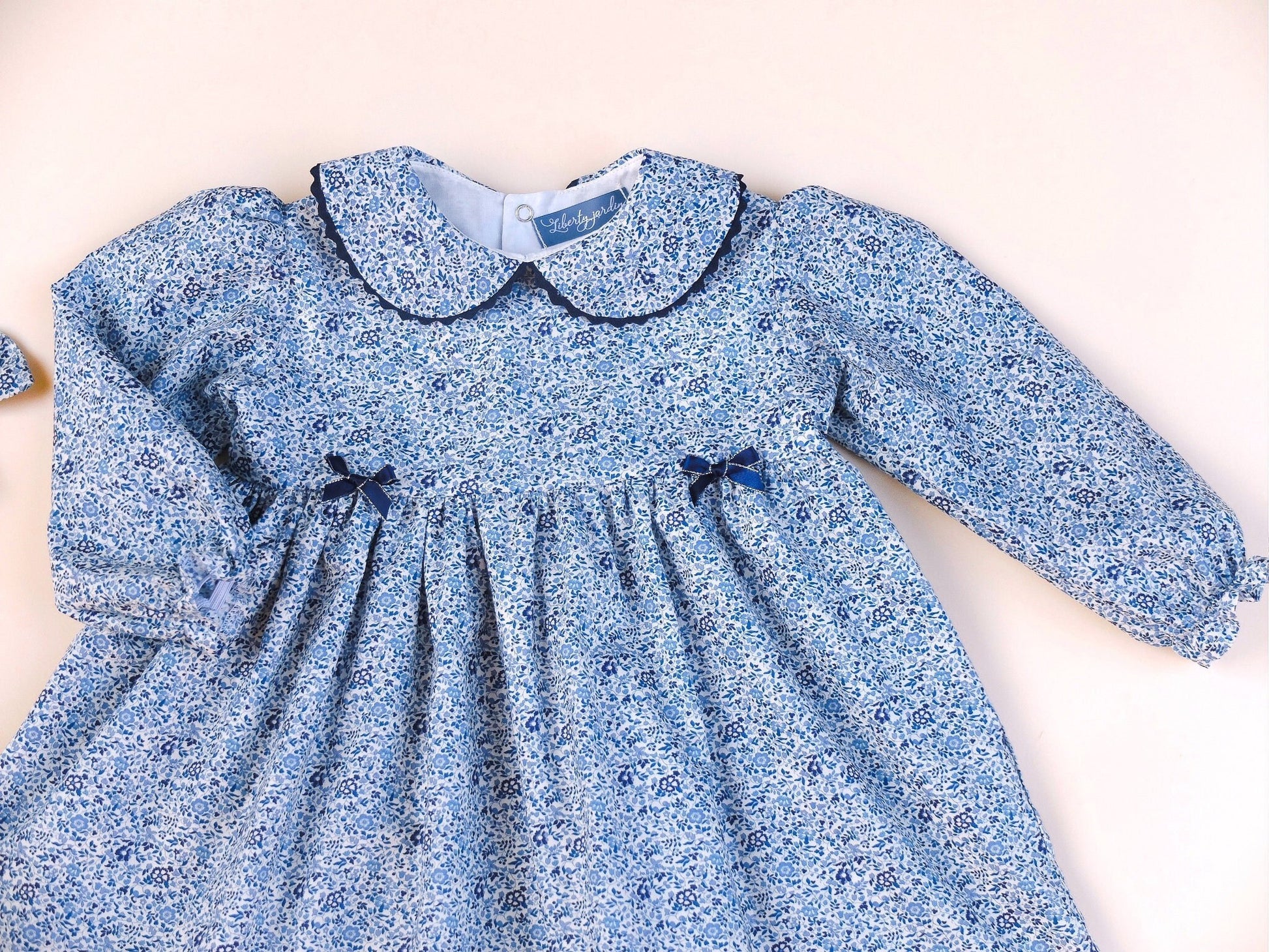 Liberty of London little girl dress organic cotton, floral animal print wedding baptism christening baby outfits first birthday long sleeves short sleeves, eastern thanksgiving halloween Christmas gift new born ruffle Peter Pan scalloped petal collar