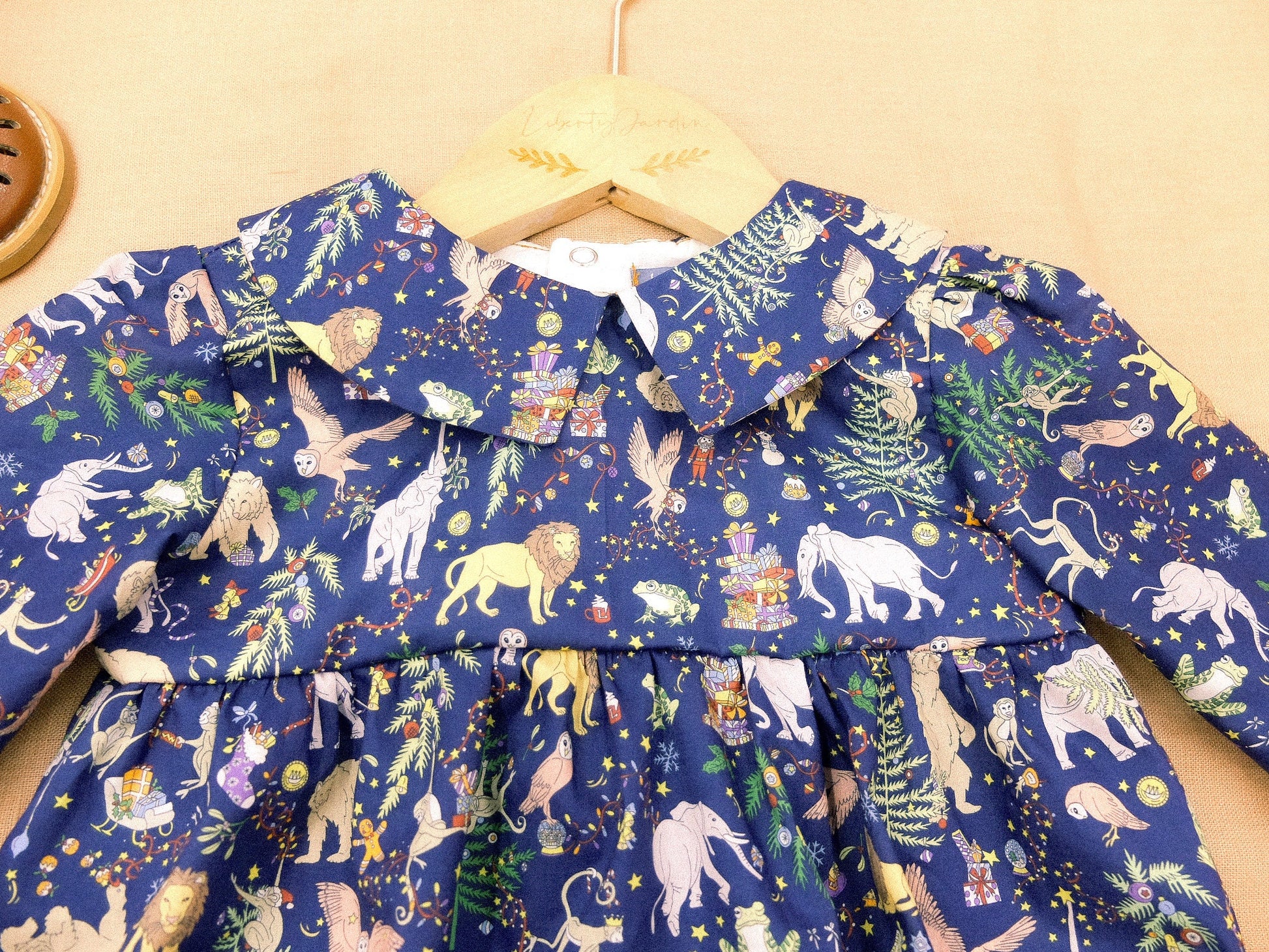 CHRISTMAS Liberty Bubble Romper: Long Sleeve, Handmade Baby Clothes