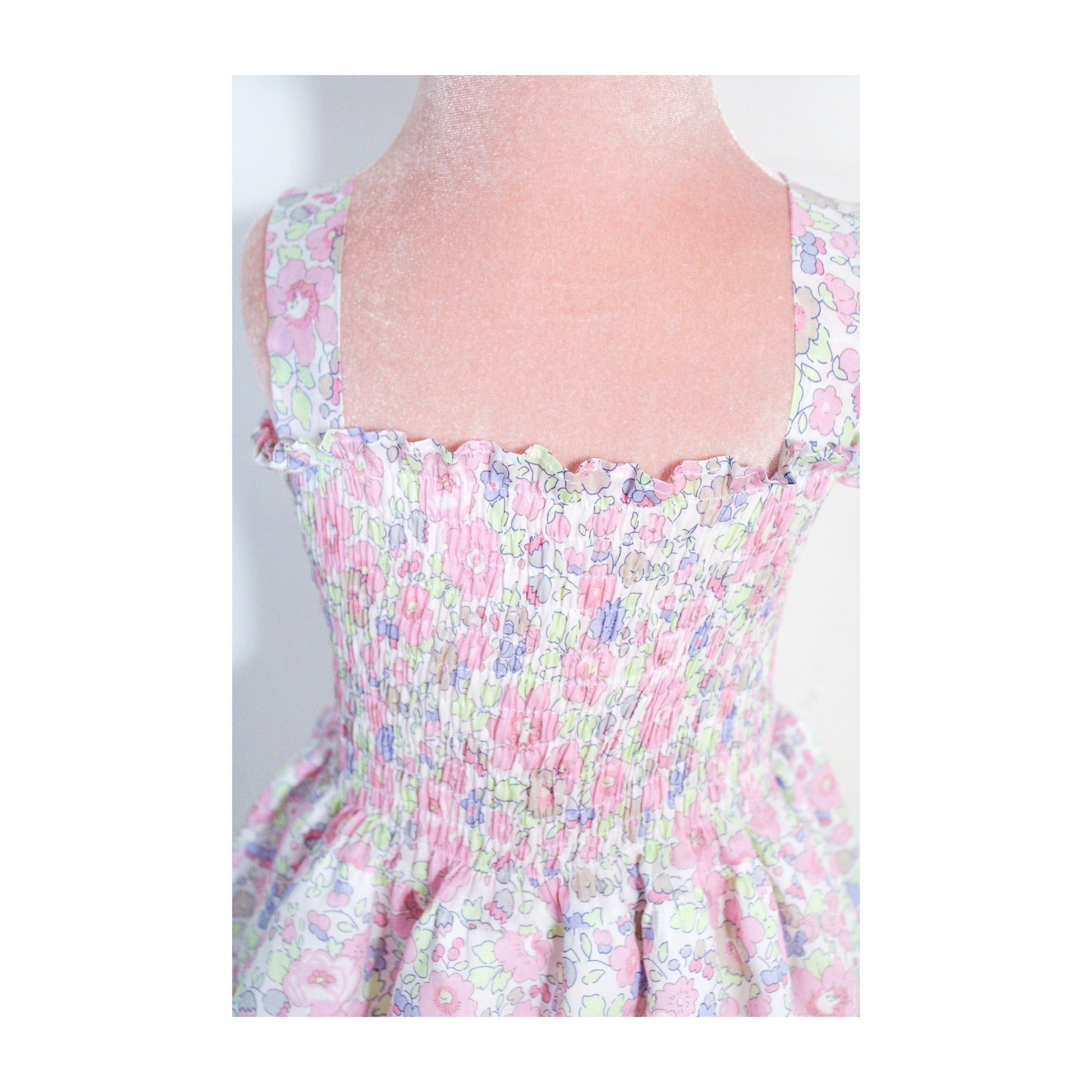 Liberty London Girl Smock Summer Sun Dress: Sleeveless Floral Print