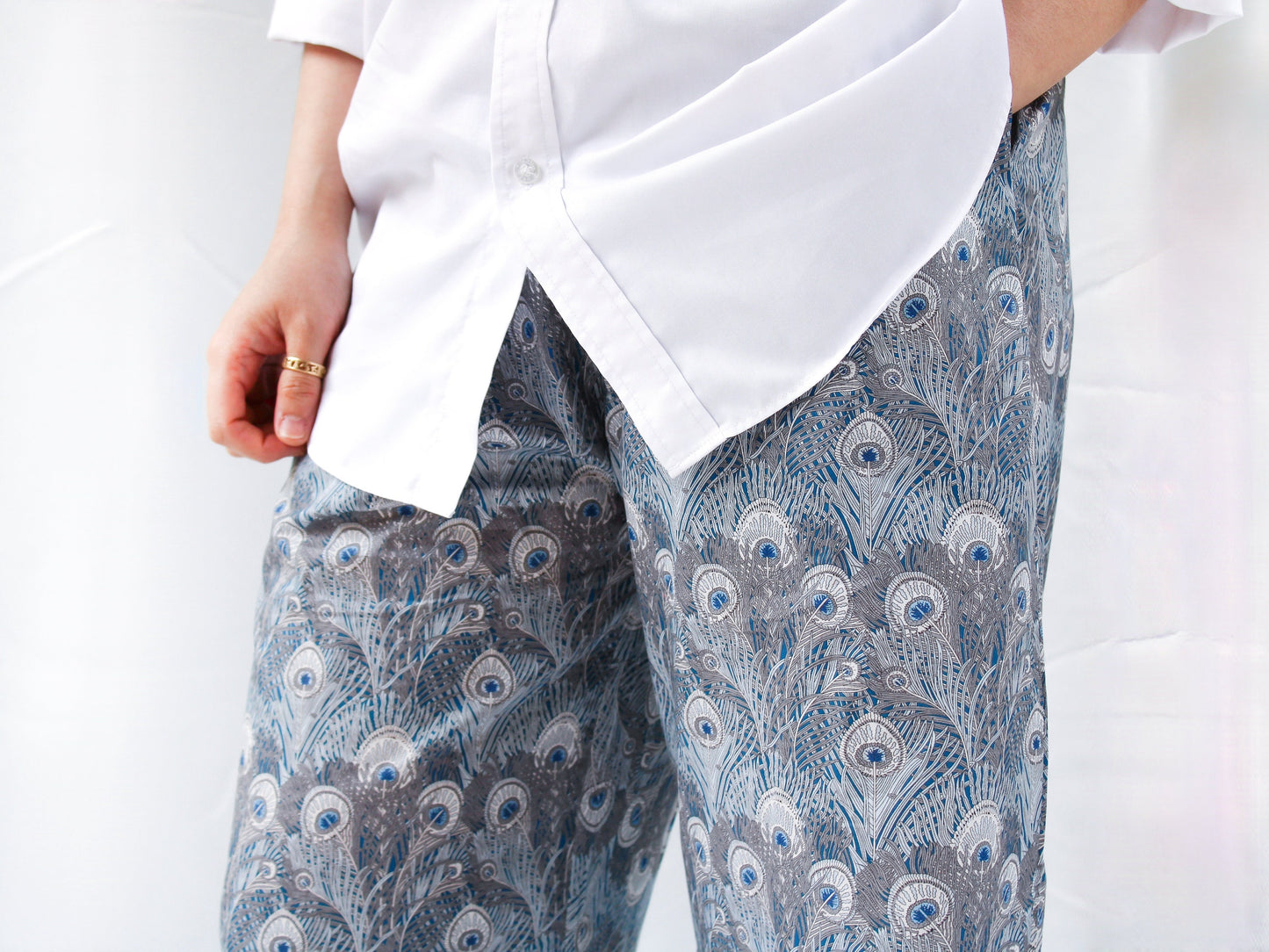 Liberty London Palazzo Pants: Floral Print Wide Leg Cotton Trousers