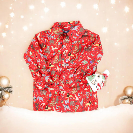 Christmas Liberty Long Sleeve Boy Shirt