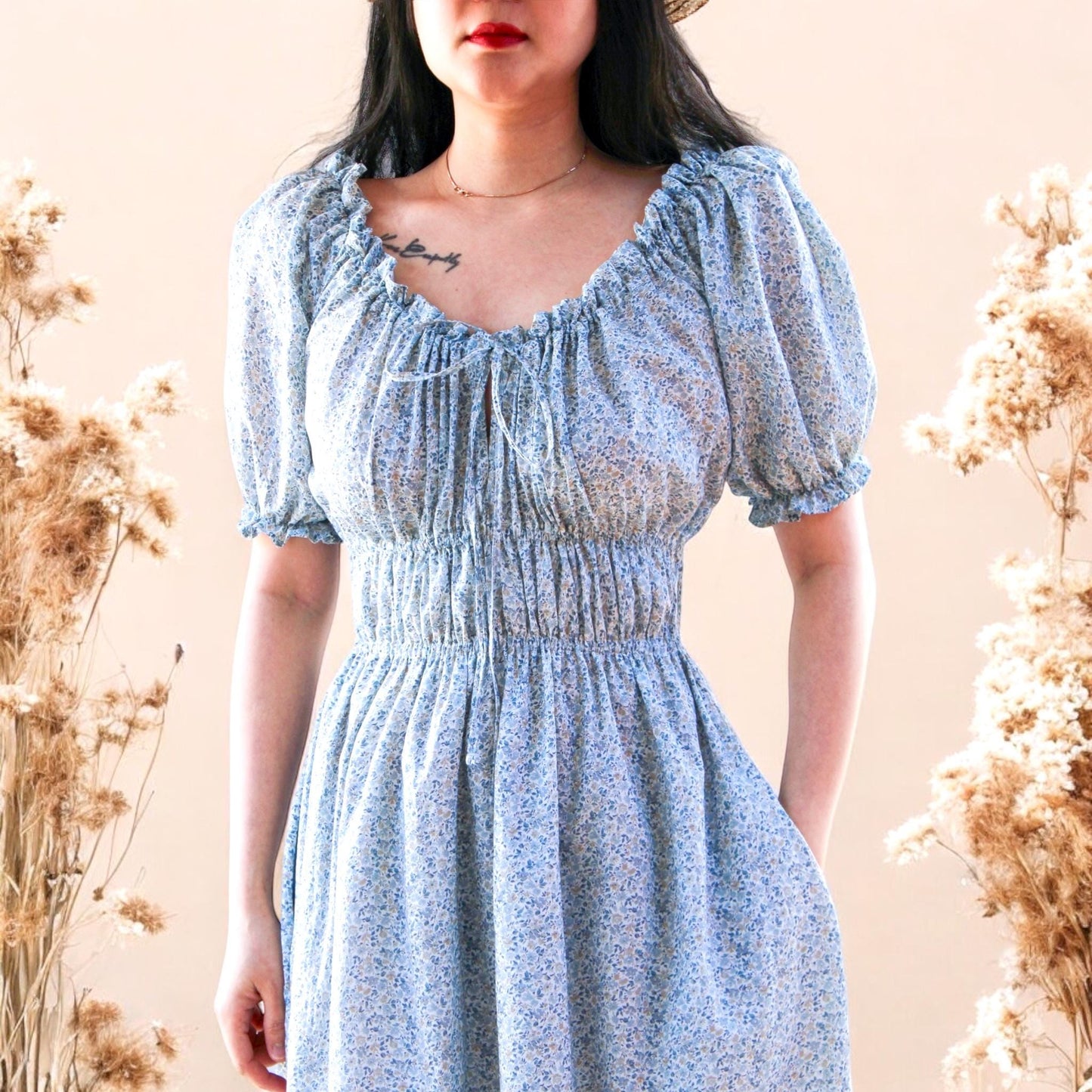 Liberty London Floral Midi Dress, Cottagecore Tana Lawn Cotton, US4