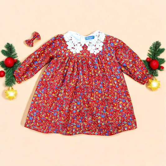 CHRISTMAS Liberty London Dress: Peter Pan Collar, Long Puffy Sleeve