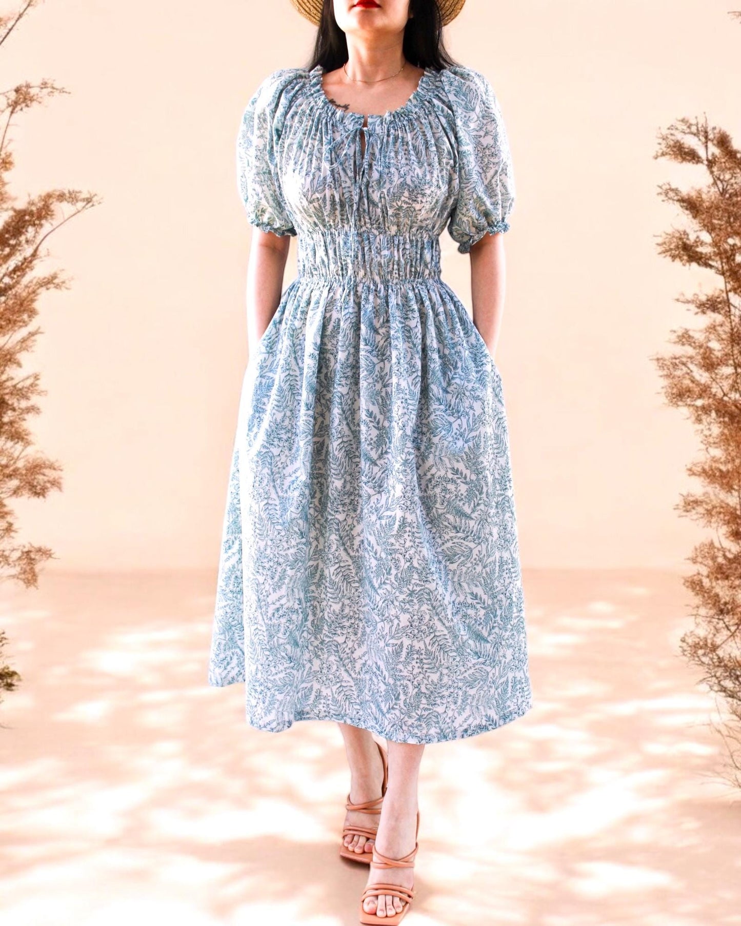 Liberty London Floral Midi Dress, Cottagecore Tana Lawn Cotton, US4