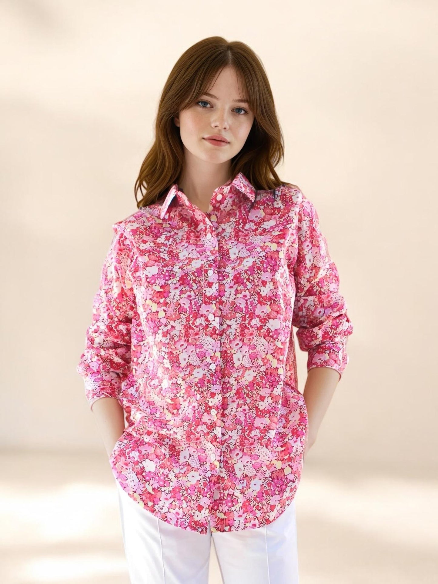 Long Sleeve Liberty London Shirt: Button Through, Ditsy Floral Print