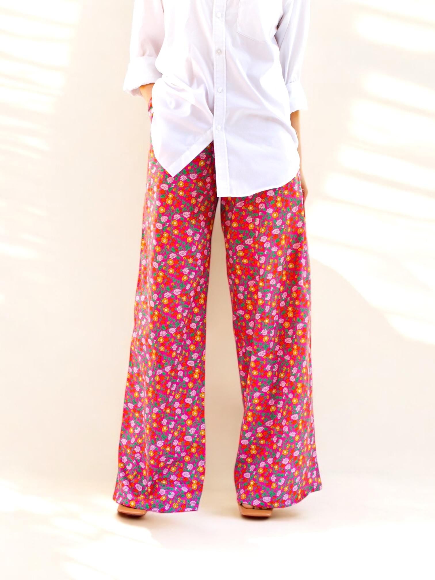 Liberty London Palazzo Pants: Floral Print Wide Leg Trousers