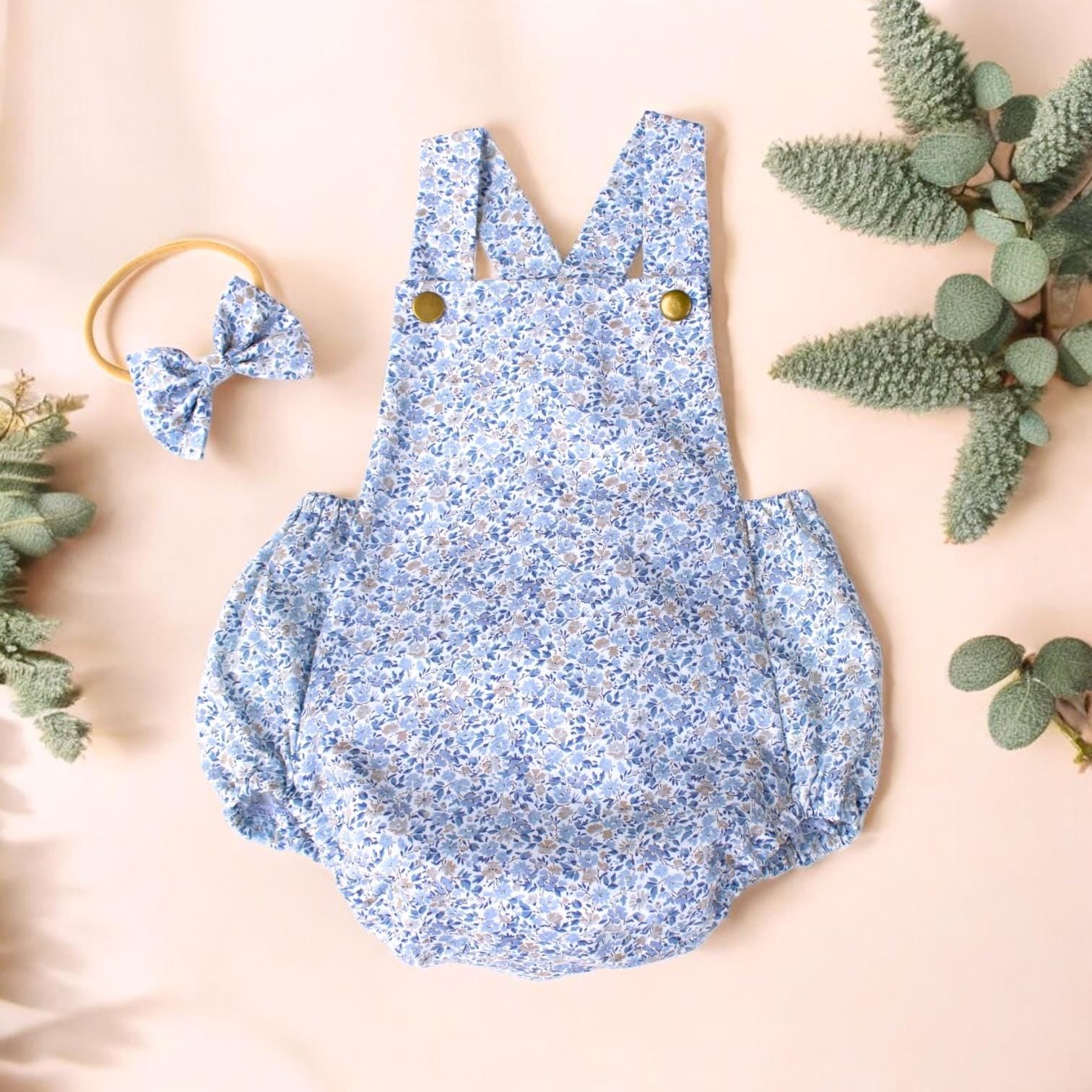 Liberty London Baby Romper: Tana Lawn Cotton Bubble Onesie