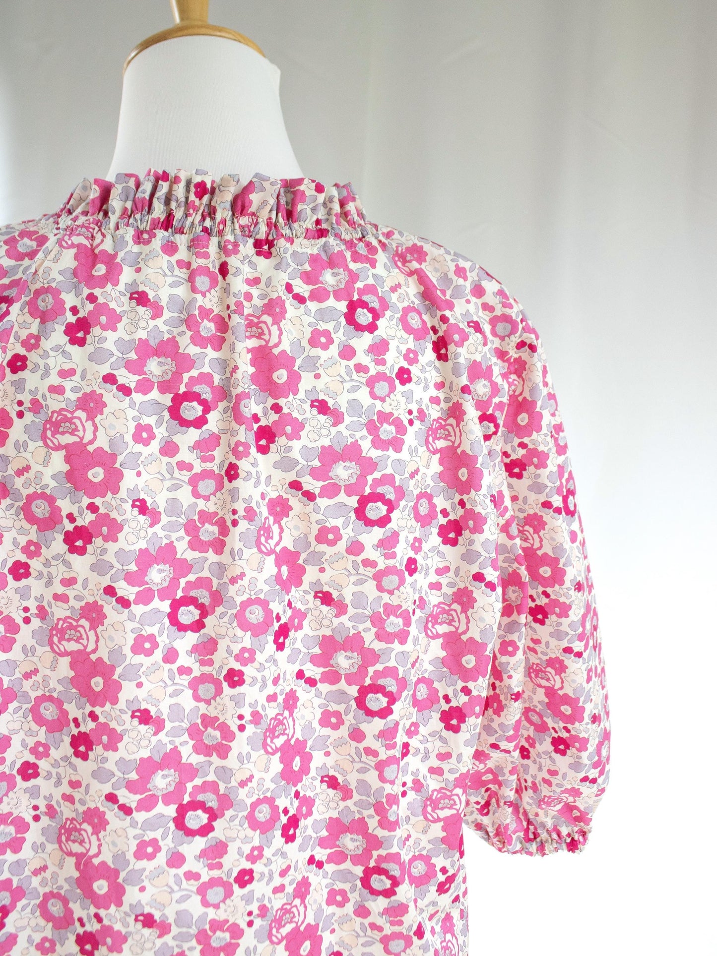 Liberty London Ruffle Collar Blouse: English Cotton Tana Lawn, 3/4 Sleeve Top