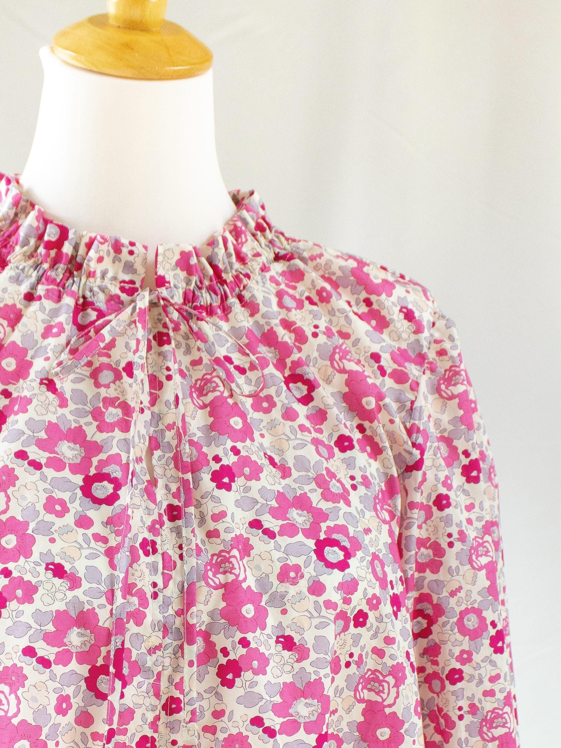 Liberty London Ruffle Collar Blouse: English Cotton Tana Lawn, 3/4 Sleeve Top
