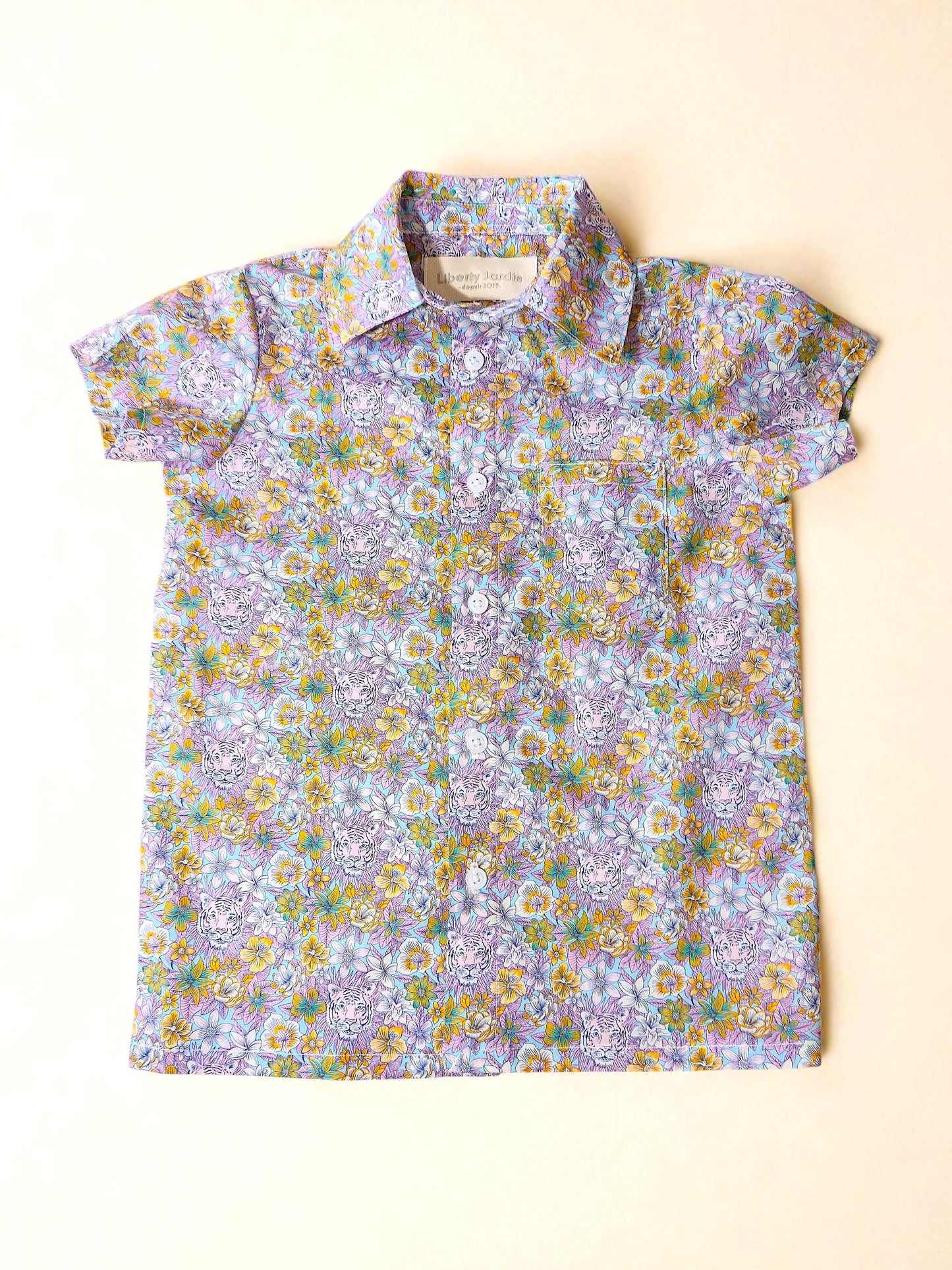 Liberty London Cotton Print Boy Shirt: Button Up, Short Sleeves