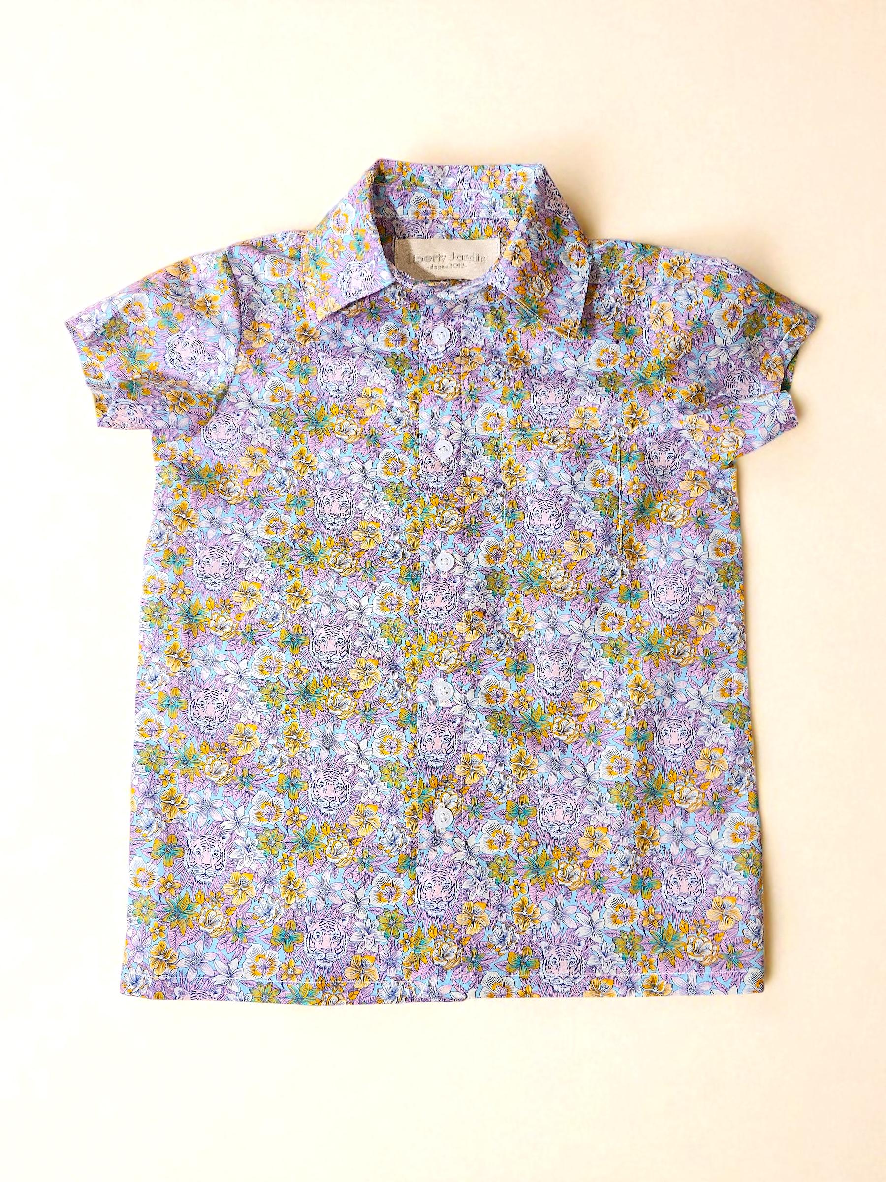 Liberty London Cotton Print Boy Shirt: Button Up, Short Sleeves