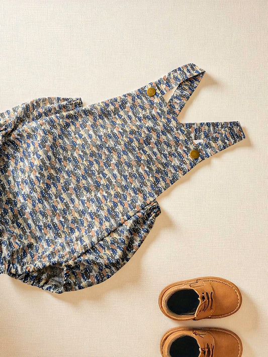 Liberty London Baby Bubble: Unisex Cotton Suspenders, Baby Boy Romper