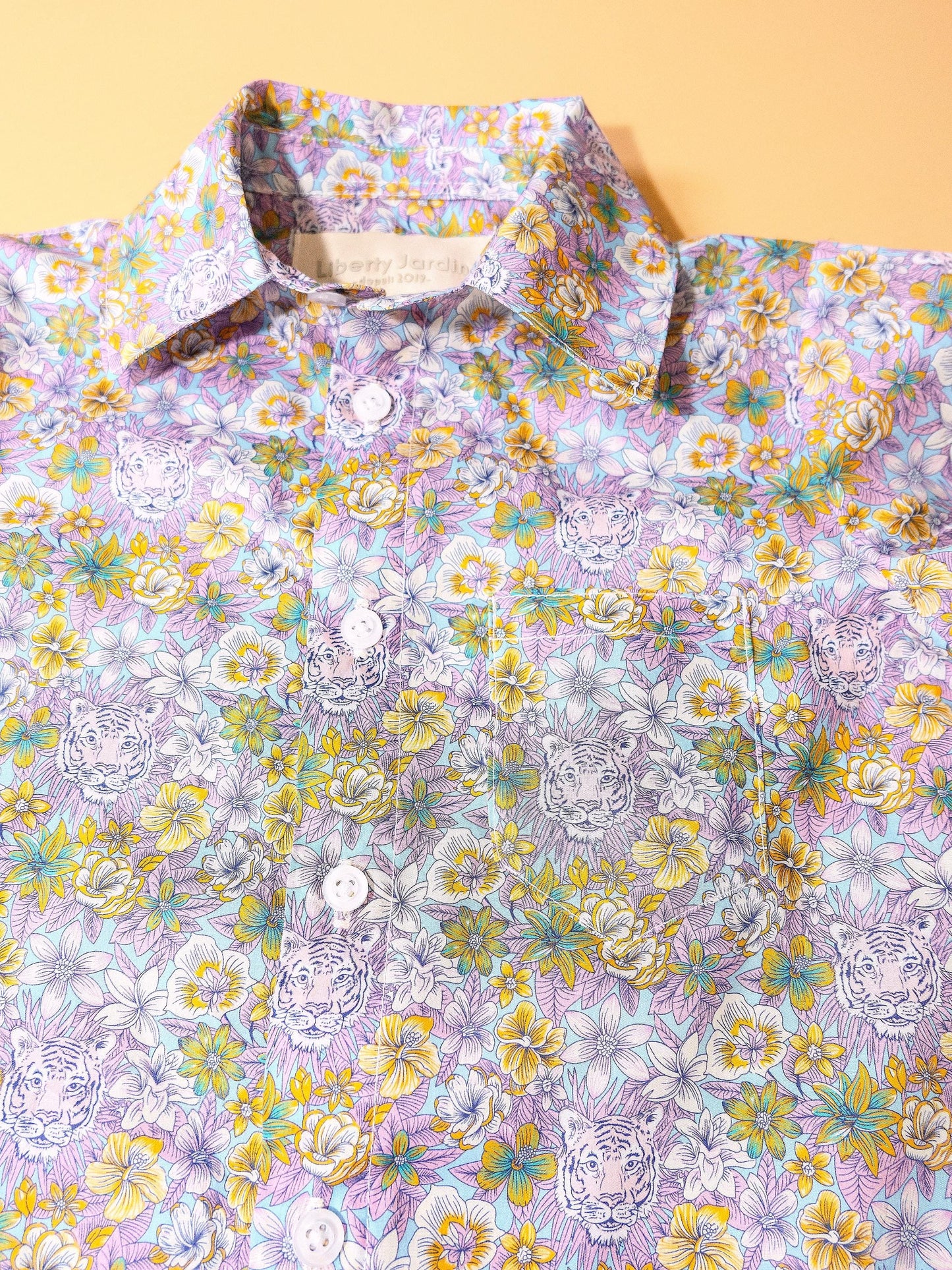 Liberty London Cotton Print Boy Shirt: Button Up, Short Sleeves
