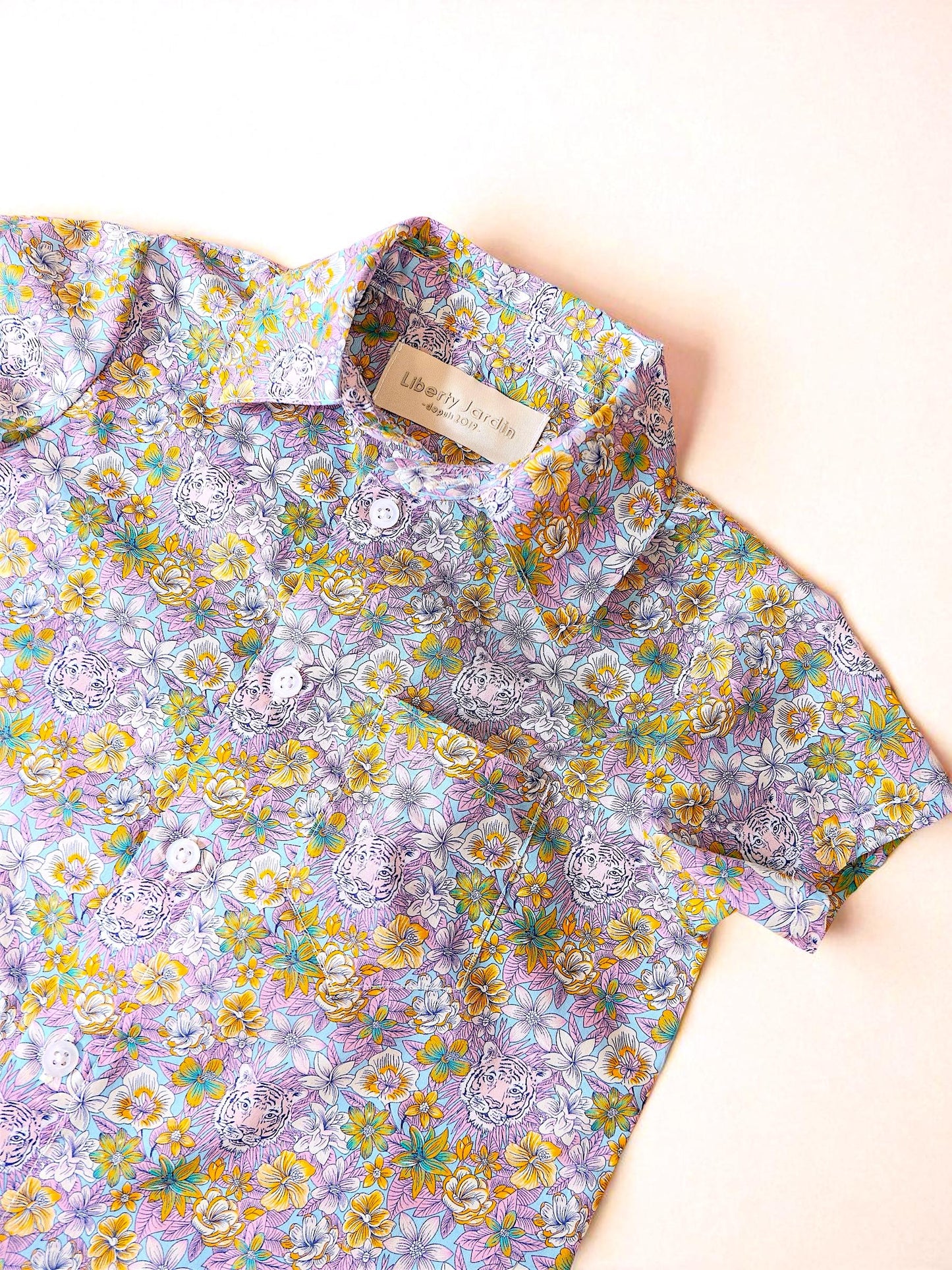 Liberty London Cotton Print Boy Shirt: Button Up, Short Sleeves