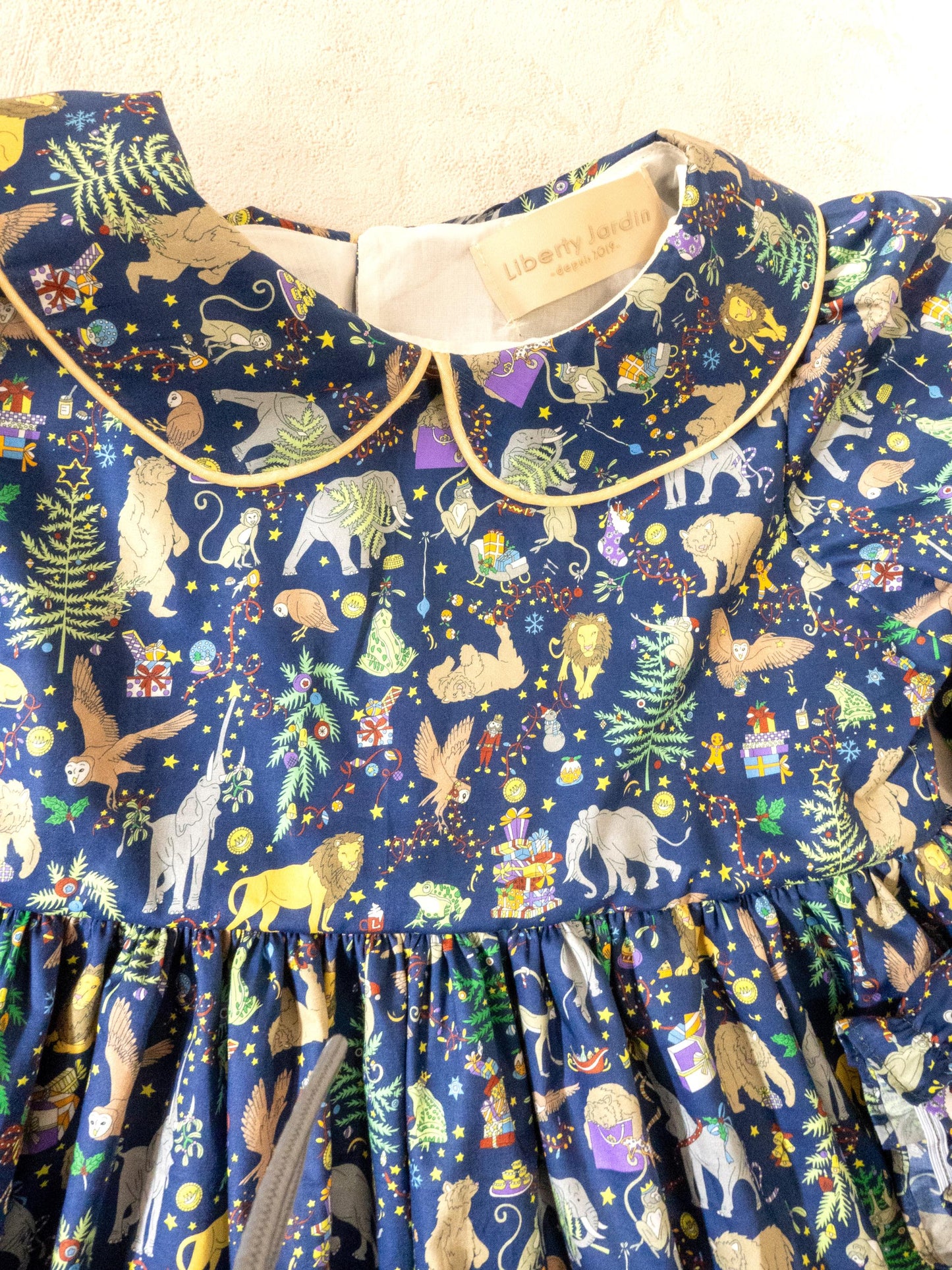 Liberty London Christmas Girl Dress: Peter Pan Collar, Long Sleeve Xmas Dress