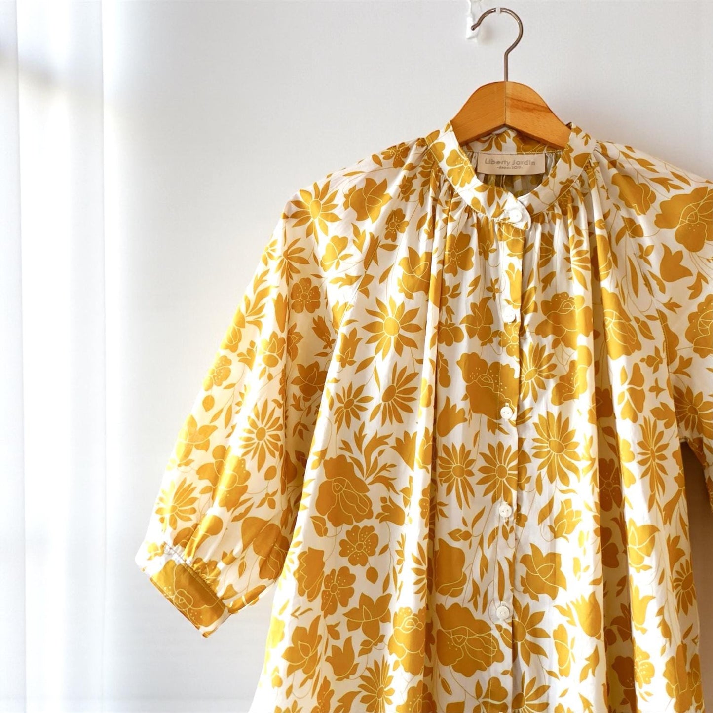 Mandarin Collar Liberty Blouse Floral Print 3/4 Sleeves