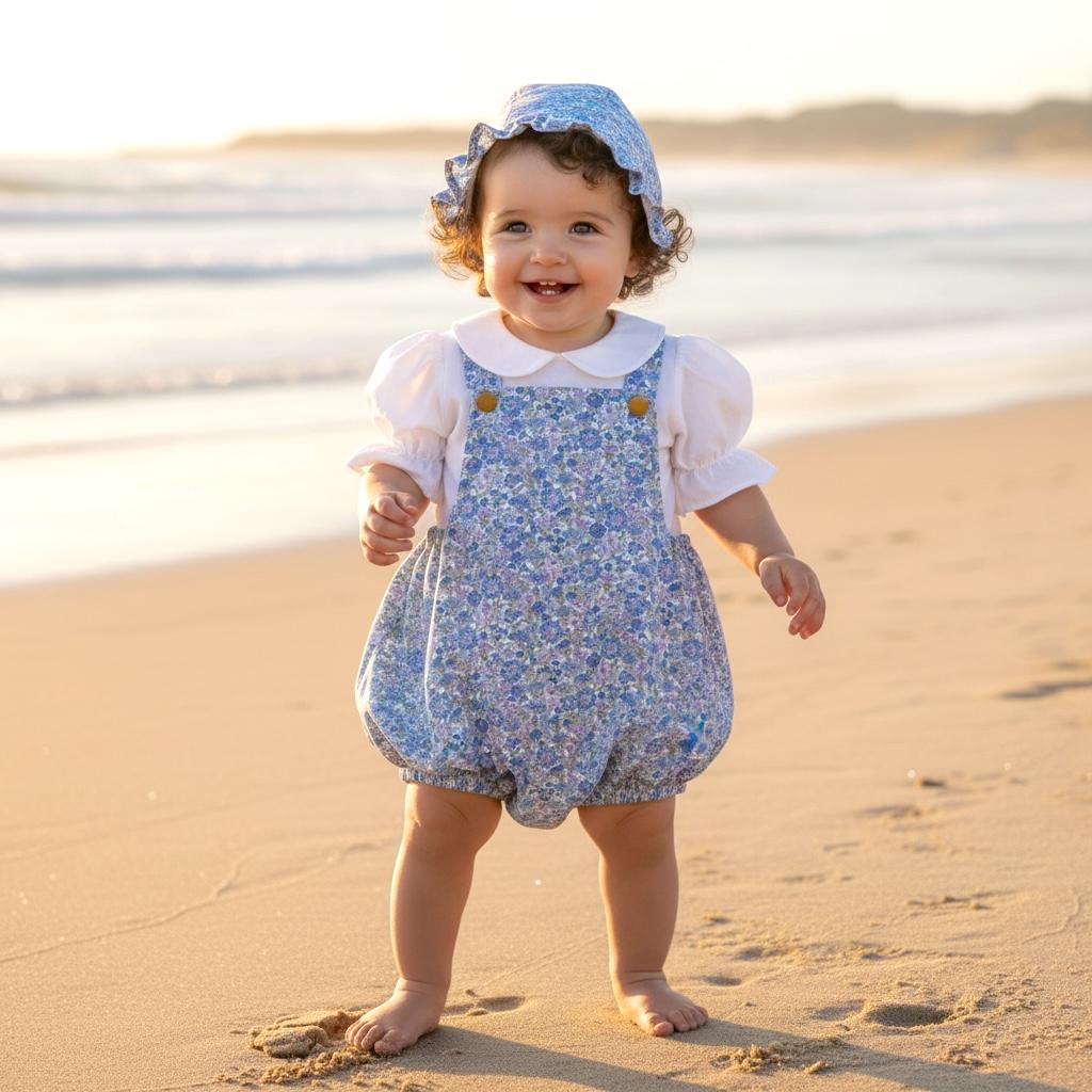 Liberty London Baby Romper: Tana Lawn Cotton Bubble Onesie