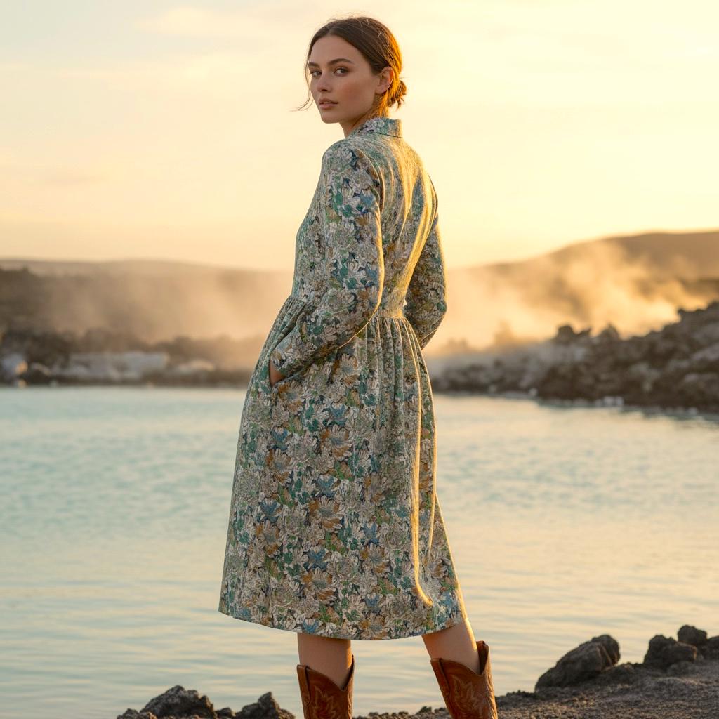 Liberty London Floral Print Shirt Dress - Long Sleeve Cotton