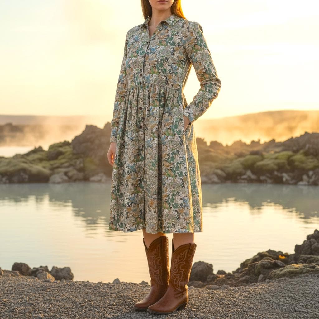 Liberty London Floral Print Shirt Dress - Long Sleeve Cotton