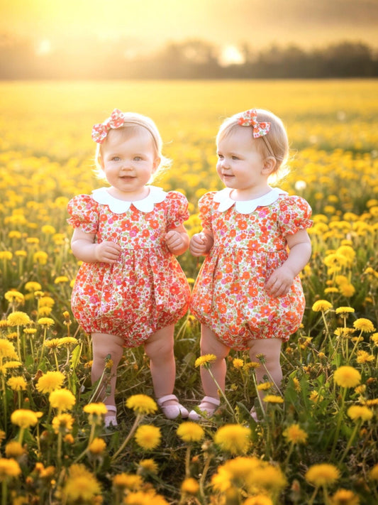 TWINS Baby Liberty London Bubble Romper: Floral Summer Onesie