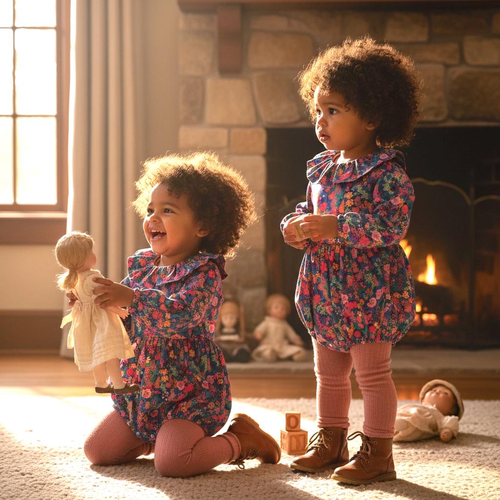 TWINS Baby Liberty London Bubble Romper: Long Sleeves, Ruffle Collar Playsuit