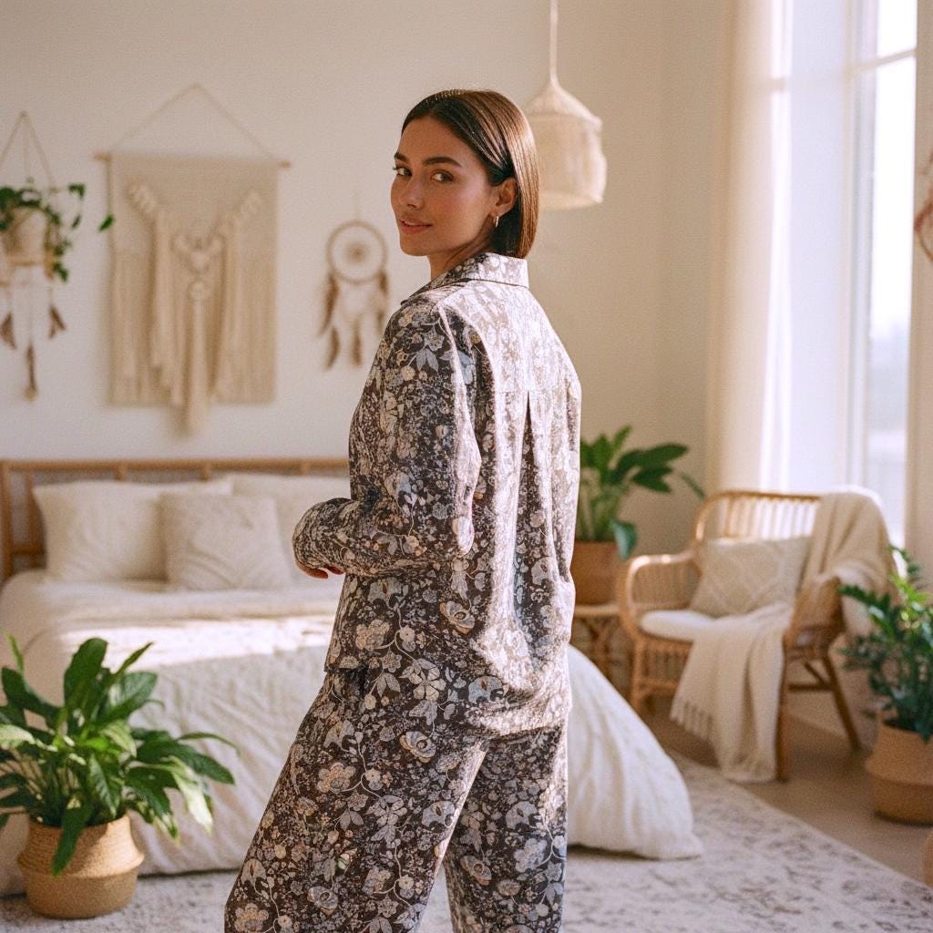 Liberty London Floral Cotton Pajama Set, Handmade Sleepwear