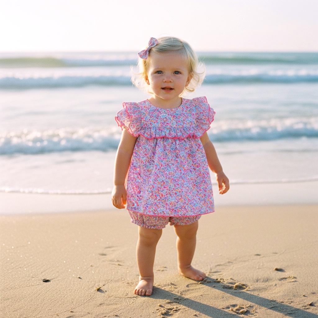 Liberty London Children Outfits, Handmade Cotton Loungewear, Lightweight Fabric Blouse Bloomer, Sustainable Slow-Fashion Clothing