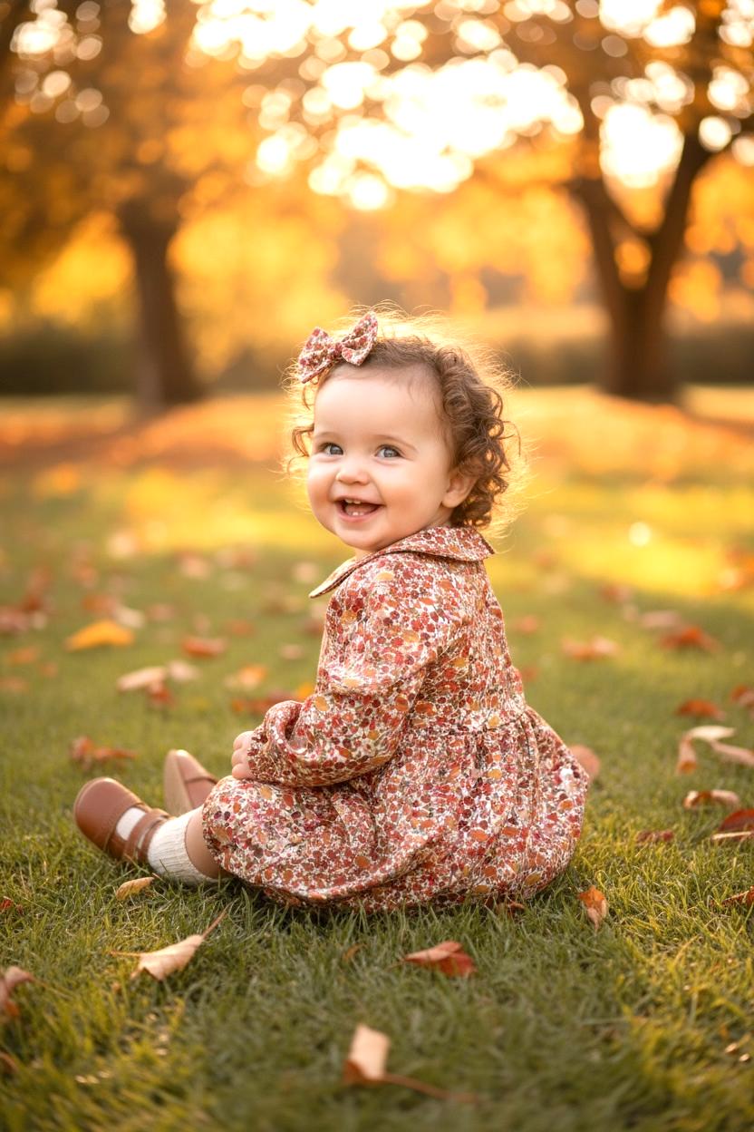 Liberty London Baby Playsuit: Long Sleeve Romper, Peter Pan Collar, Botanical Print