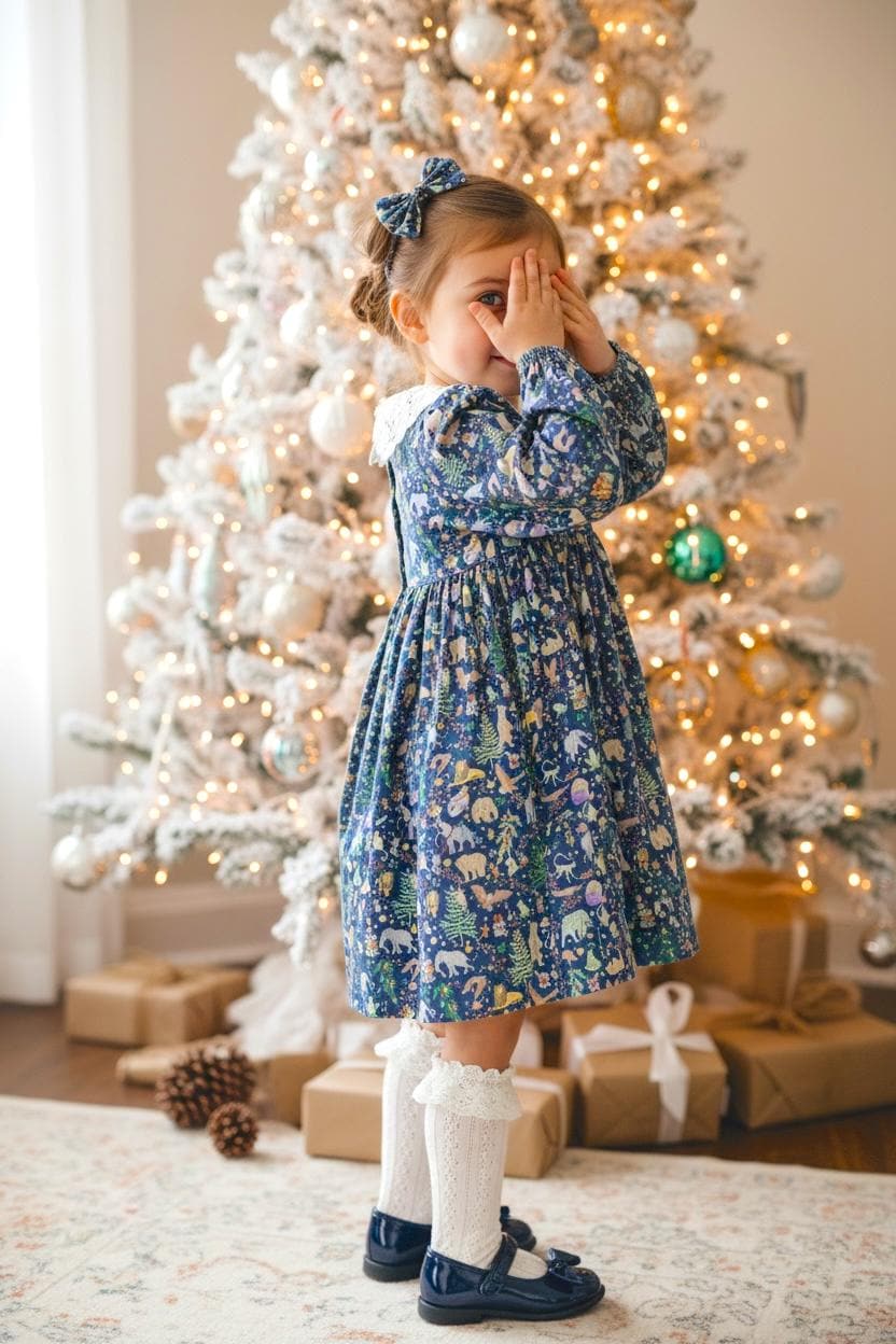 CHRISTMAS Liberty London Dress, Peter Pan Collar, Long-sleveed Smock Handmade Customised, Personalised Occasion Clothing