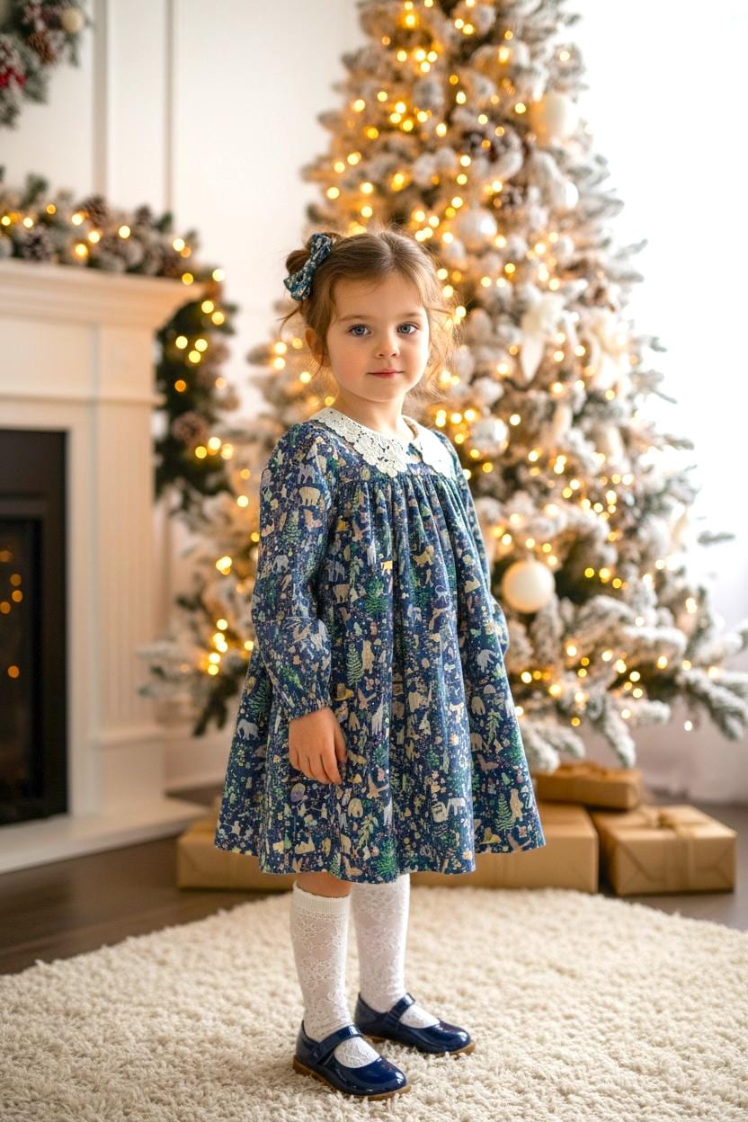 CHRISTMAS Liberty London Dress, Peter Pan Collar, Long-sleveed Smock Handmade Customised, Personalised Occasion Clothing
