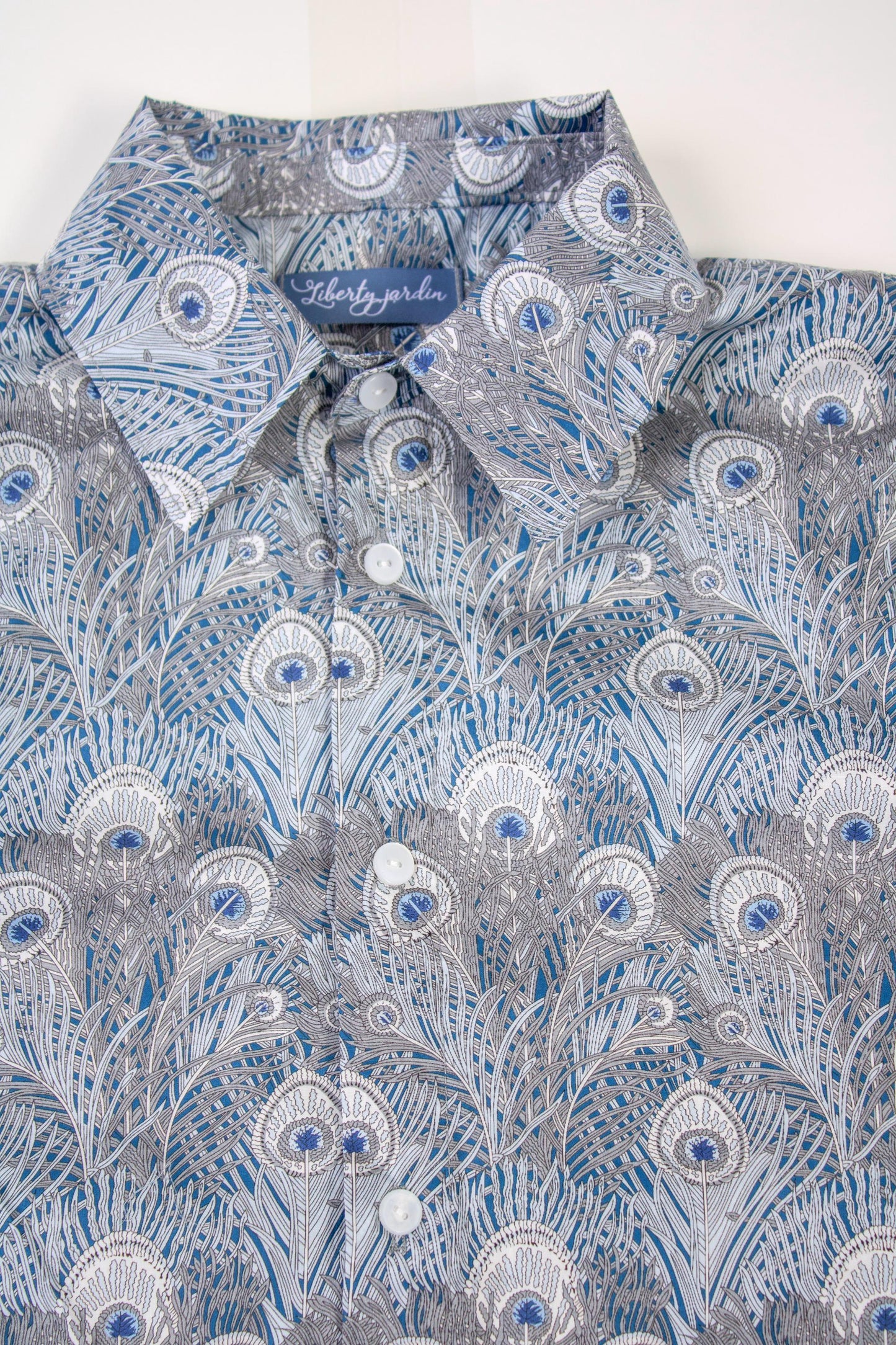 Liberty London Men Long Sleeve Button Up Shirt: Botanical Floral Print Cotton Fabric