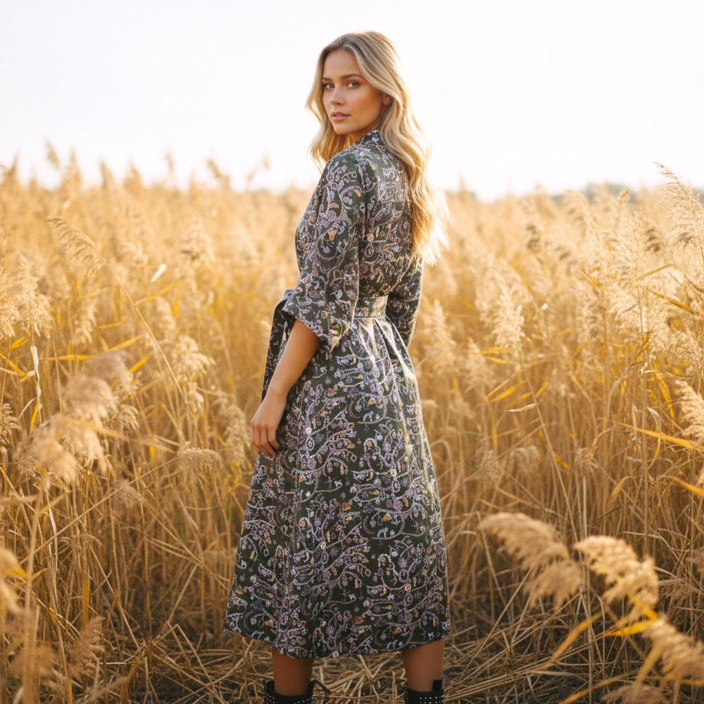 Oversize Liberty London Shirtdress Kimono Three-Quarter Sleeves Dress, Handmade Botanical Cotton Clothing, Personalised Womenswear
