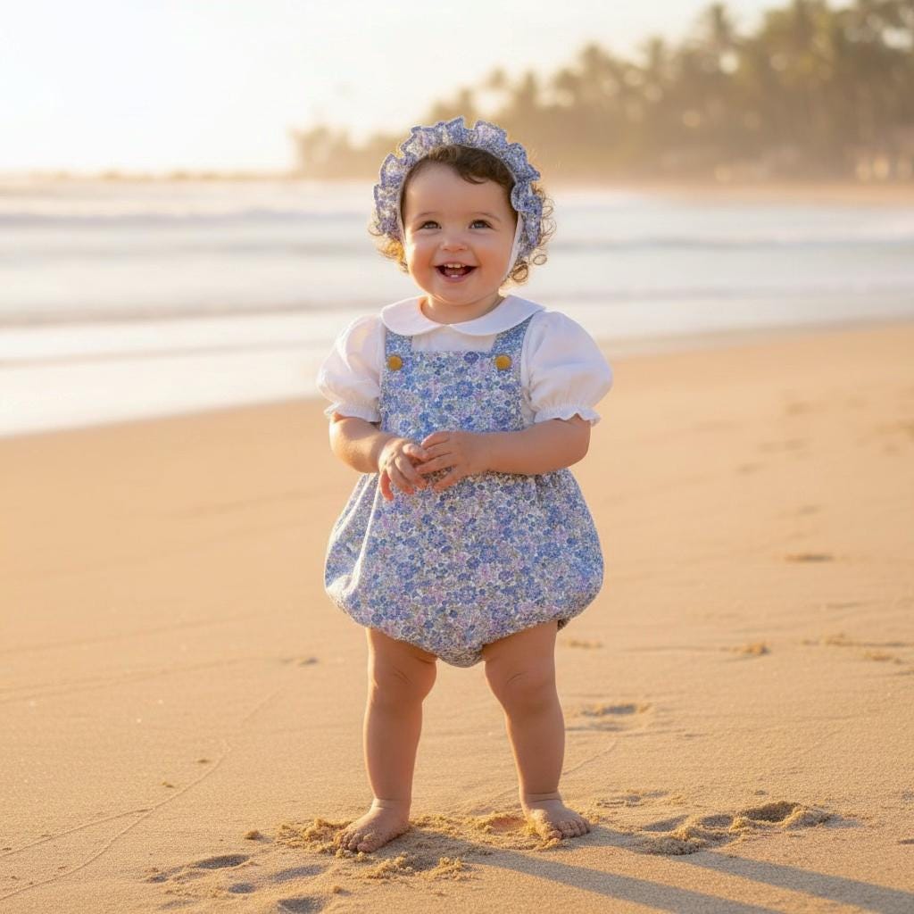 Liberty London Baby Romper: Tana Lawn Cotton Bubble Onesie