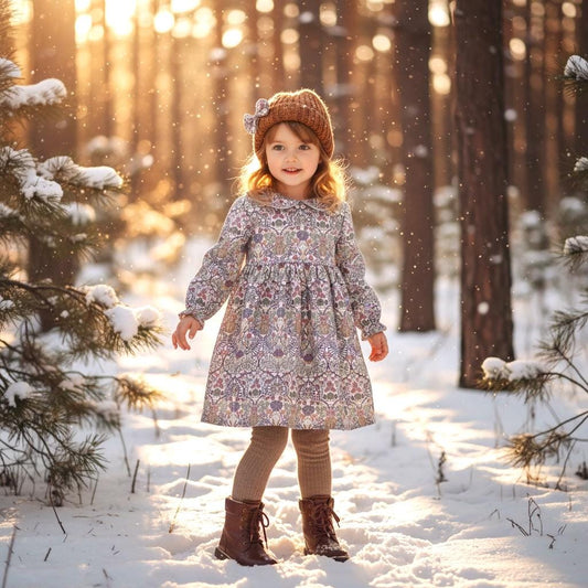 Liberty Floral Print Dress: Peter Pan Collar, Long Puffy Sleeve