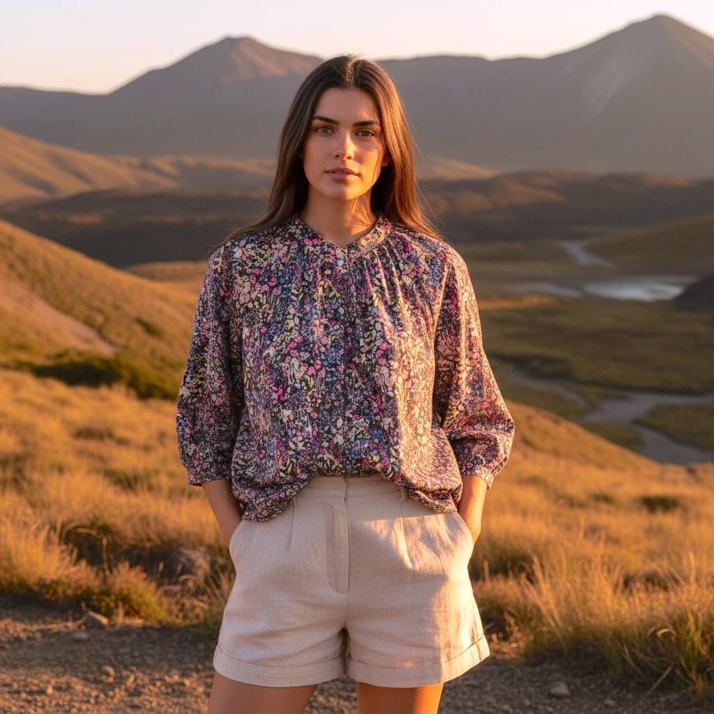 Liberty London Floral Blouse, Mandarin Collar Tana Lawn Cotton Top