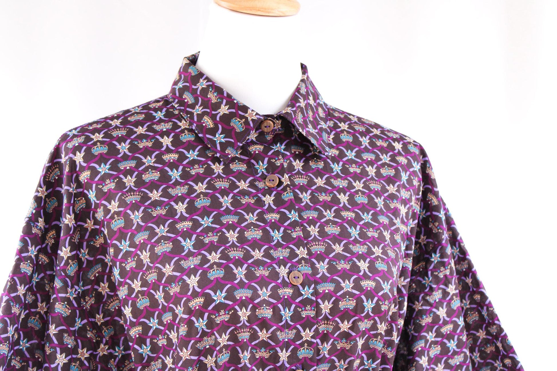 Oversize Liberty Shirt Dress Kimono 3/4 Sleeve: Button Through, Botanical Floral Print