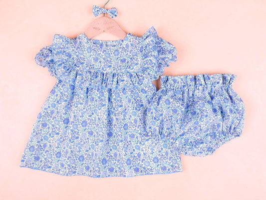 Liberty London Floral Print Cotton Clothing, Short Sleeves Blouse Bloomer Shorts, Handcrafted Sustainable Children-wear