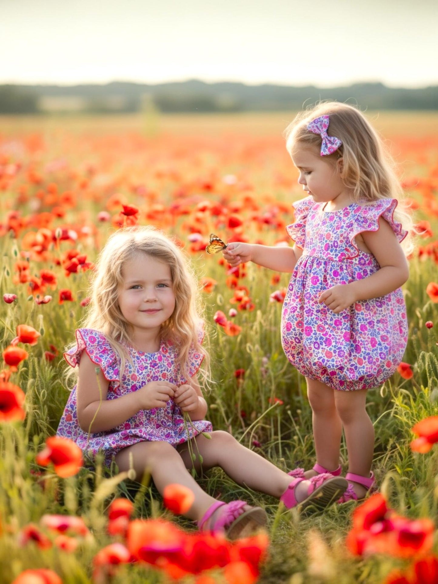 TWINS Baby Liberty Print Bubble Romper: Floral Summer Onesie