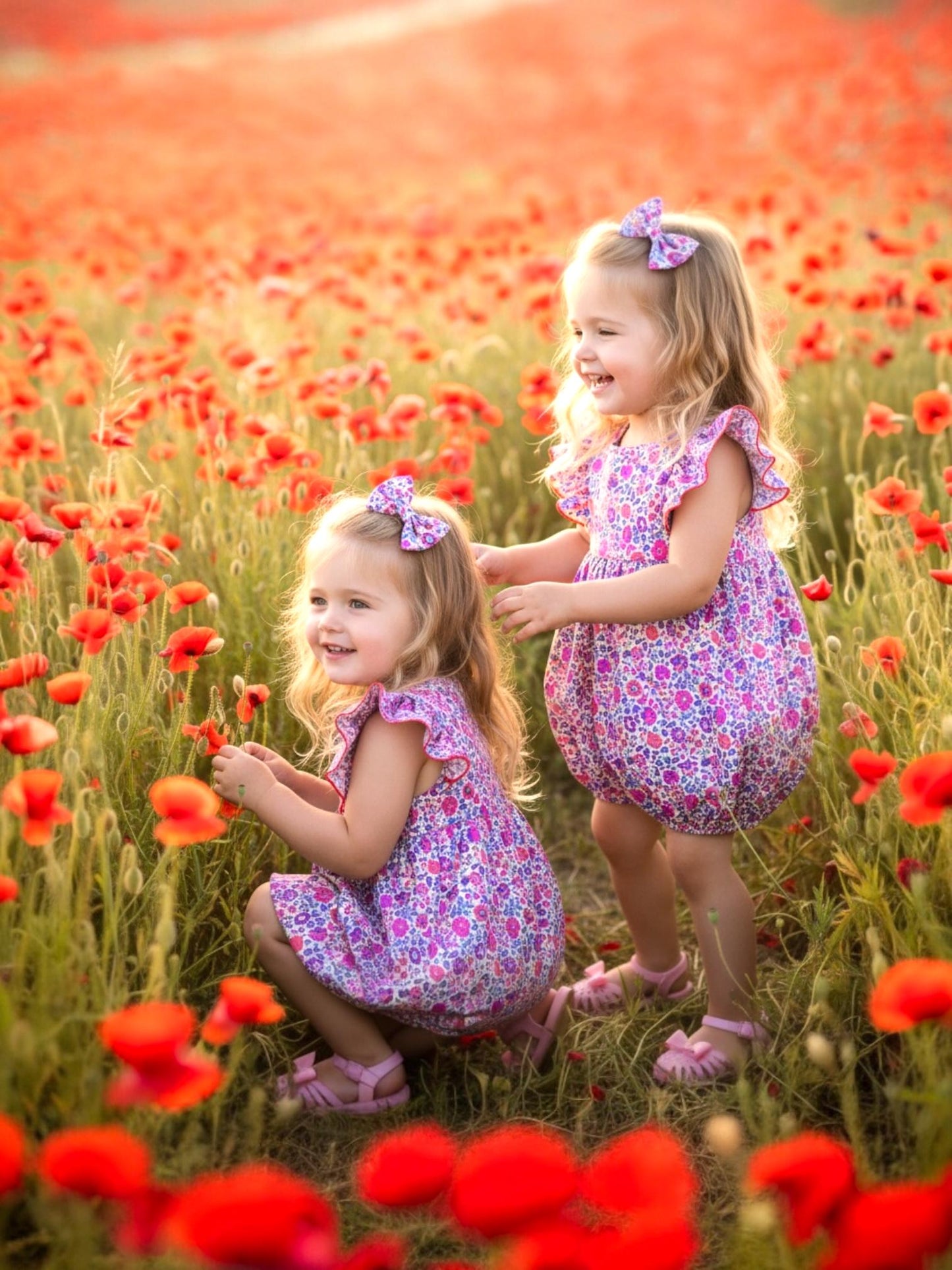 TWINS Baby Liberty Print Bubble Romper: Floral Summer Onesie