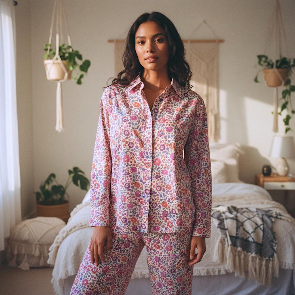 Liberty London Pajama Set, Ditsy Floral Cotton Tana Lawn Loungewear