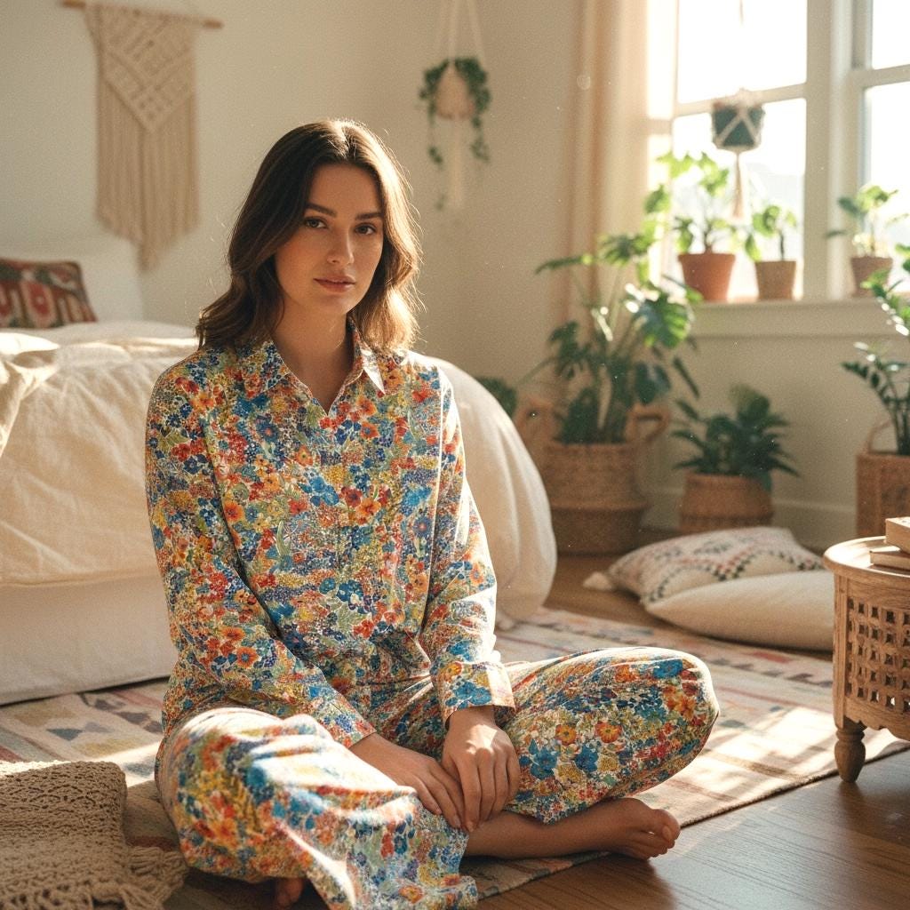 Liberty London Floral Cotton Pajama Set, Tana Lawn Blouse & Wide Leg Pants