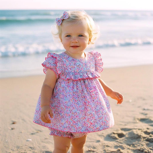 Liberty London Children Outfits, Handmade Cotton Clothes, Lightweight Fabric Blouse Bloomer, Sustainable Slow-Fashion Clothing