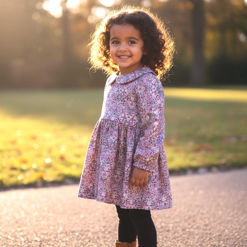 Peter Pan Collar Liberty Girl Blouse: Long Sleeve, Cotton Floral Print