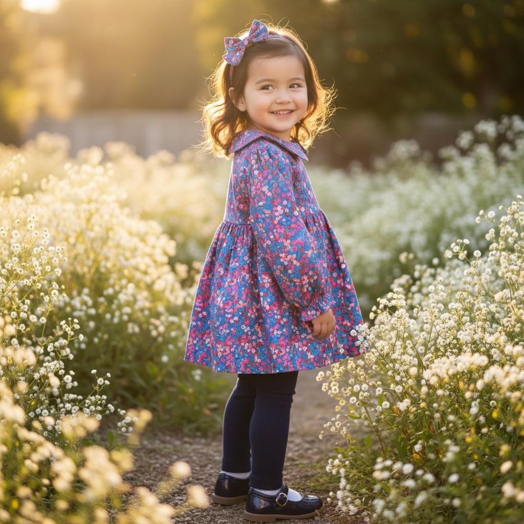 Peter Pan Collar Liberty Girl Blouse: Long Sleeve, Cotton Floral Print