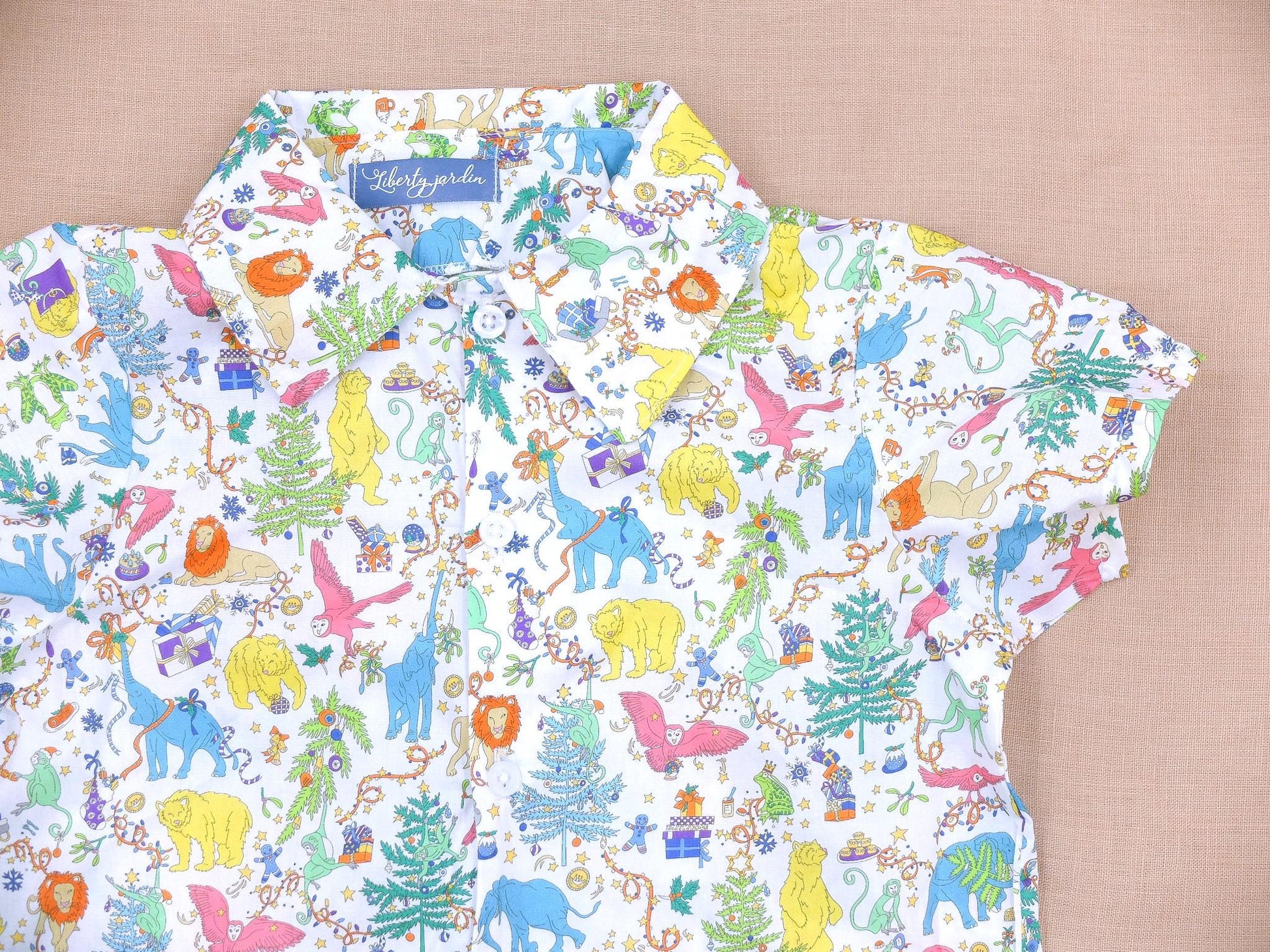 Liberty London Short Sleeve Boy Shirt: Button Up, Cotton Tana Lawn, Floral Print