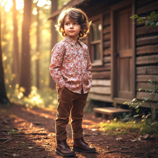 Liberty Print Boy Shirt: Long Sleeve Cotton Button-Up